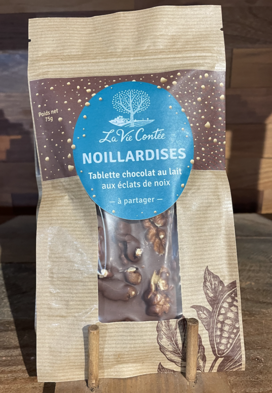 Tablette de chocolat lait aux éclats de noix Franquette - 75g